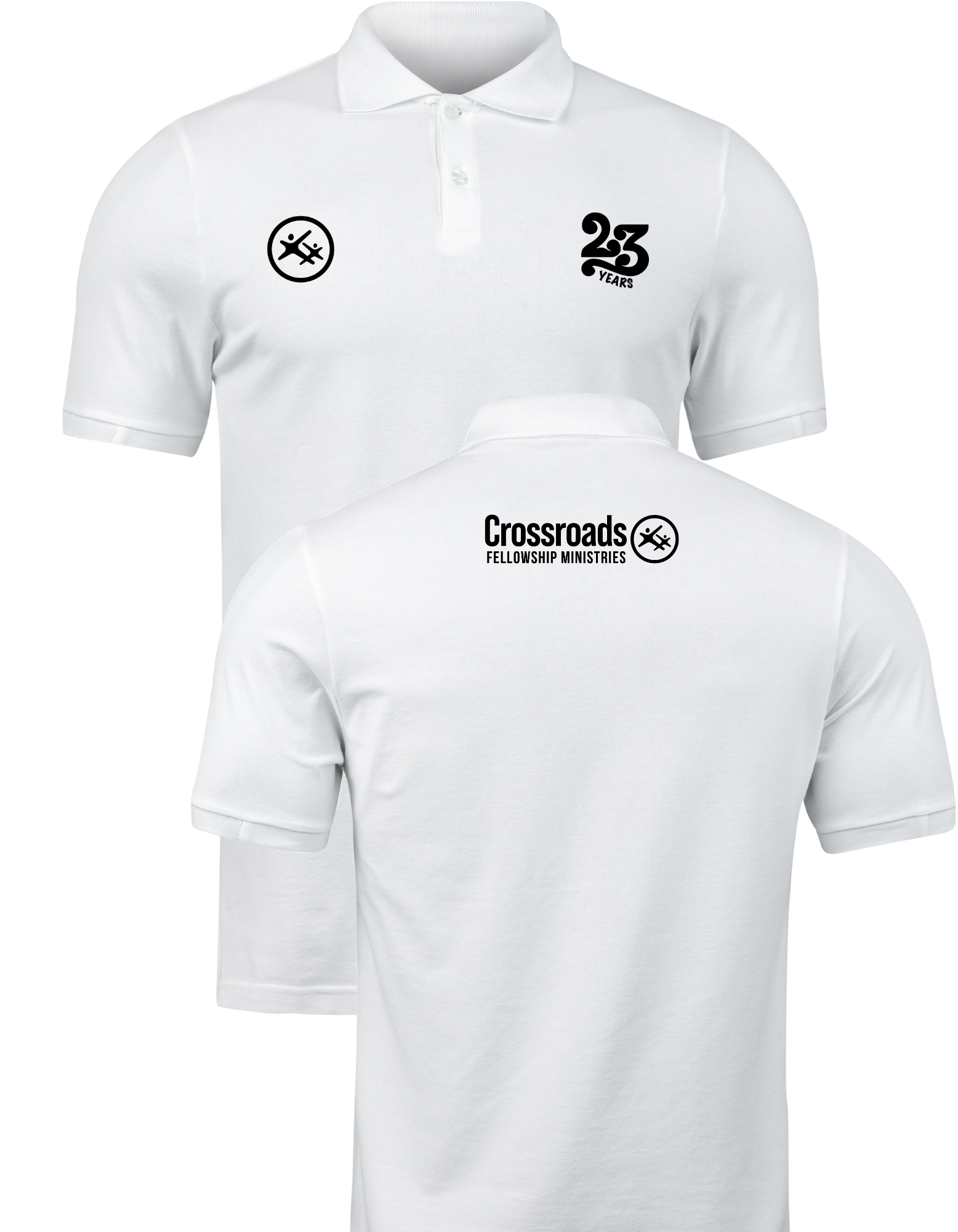 White Polo T-Shirts 23rd CFM Anniversary