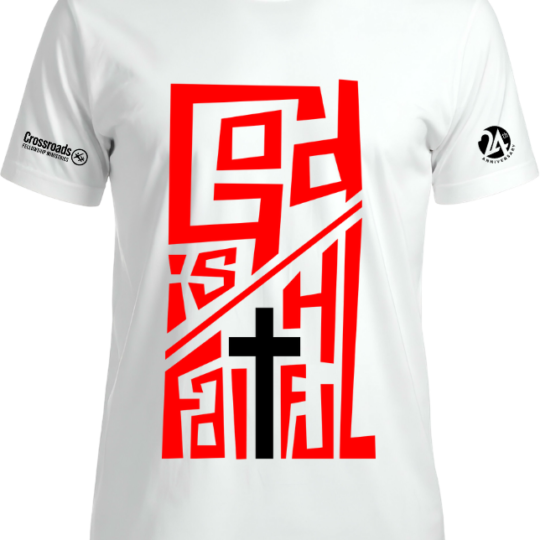 24th Anniversary White T-shirt God Is Faithful Crossroads Fellowship Church In Mombasa Kenya